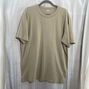 Uniqlo U Mens XL Beige Cotton Crew Neck Short‎ Sleeve T Shirt Casual Basic